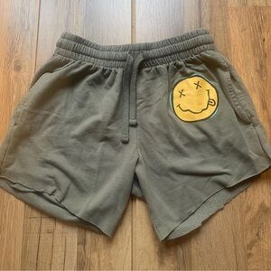 Gray Shorts with Yellow Smiley Patch